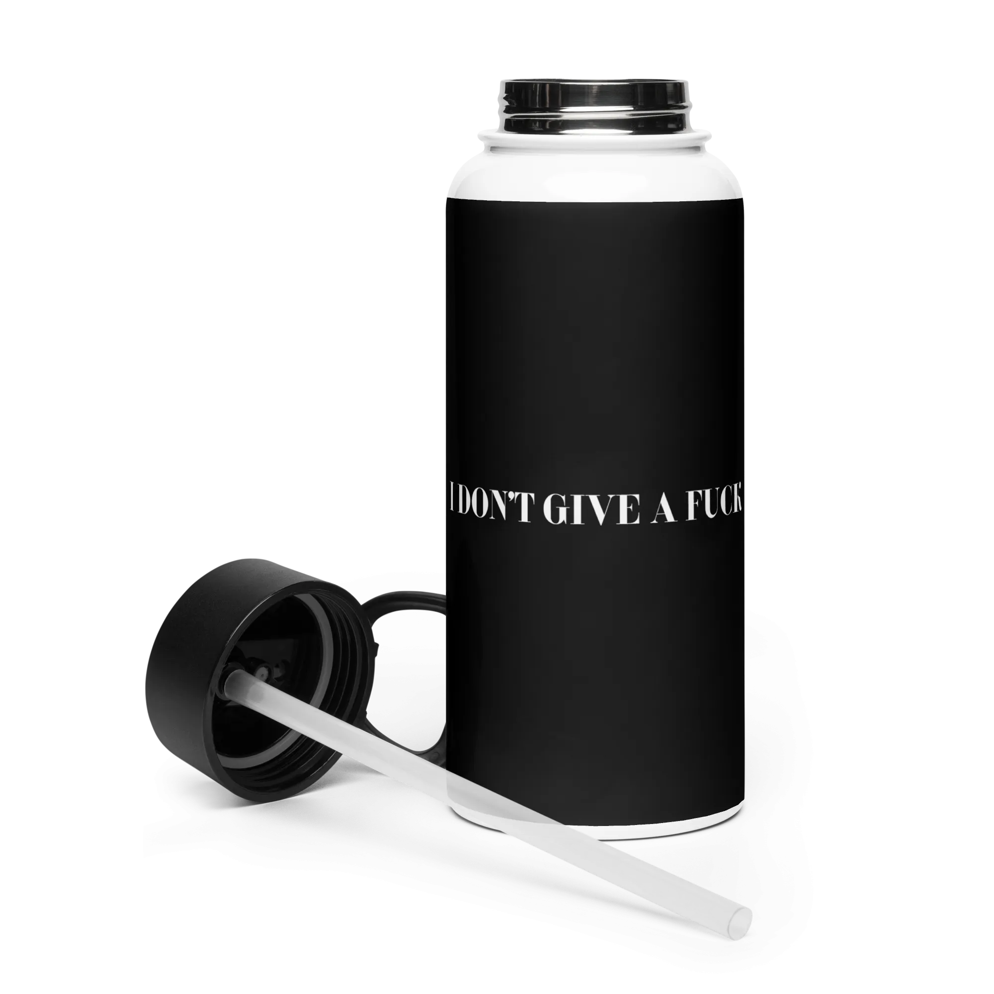 FUCK Stainless steel water bottle with a straw lid