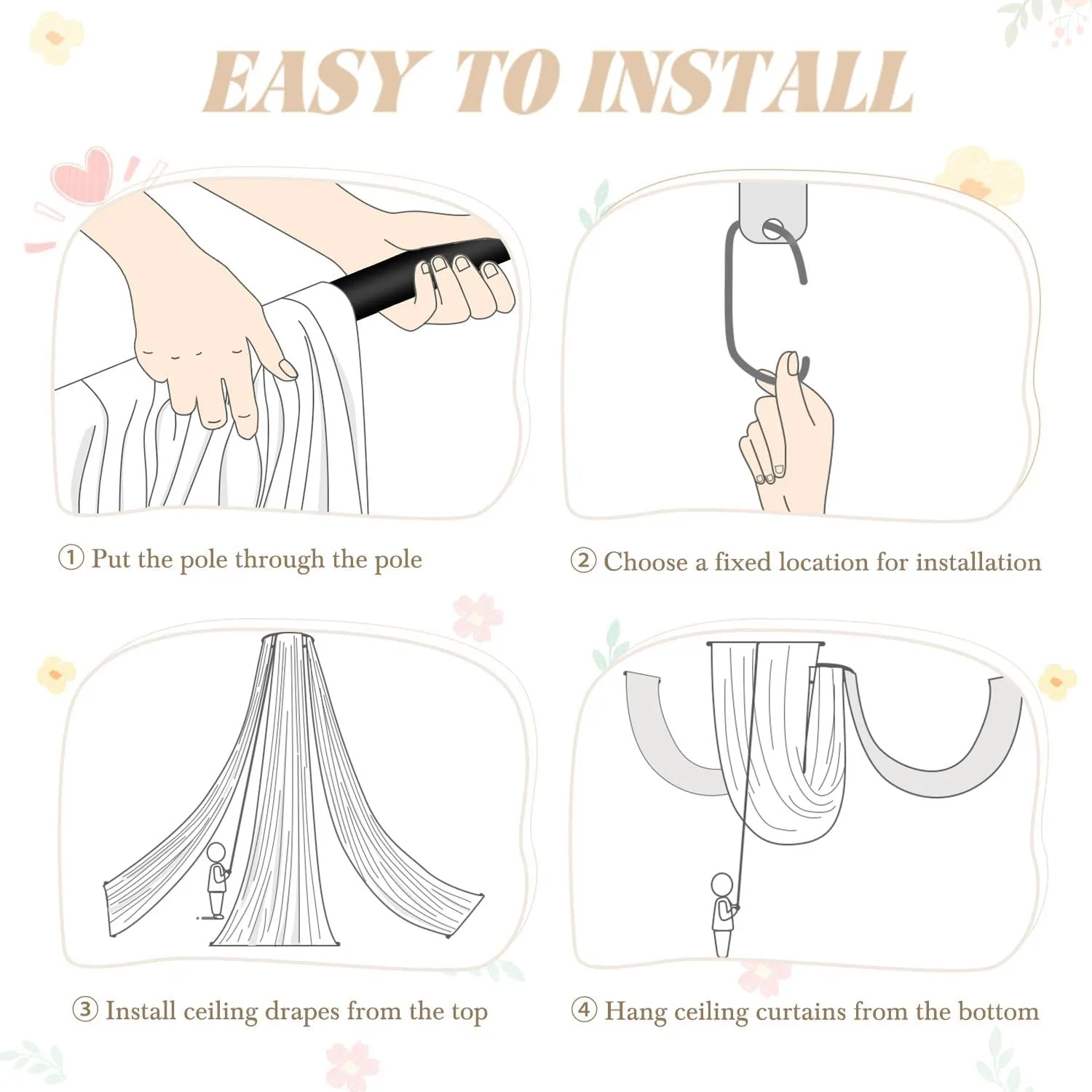 FUHSY White Ceiling Drapes for Wedding Arch Draping Fabric 4 Panels 5x20FT Chiffon Wedding Arch Drapes Sheer Bed Canopy Curtains Wedding Backdrops for Reception Ceremony Swag Arbor Archway Tent Drapes