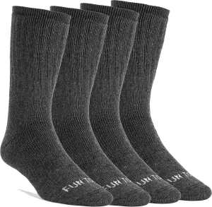 FUN TOES Men's Thermal Insulated Heavy Duty Premium Merino Wool Crew Socks 4 Pairs