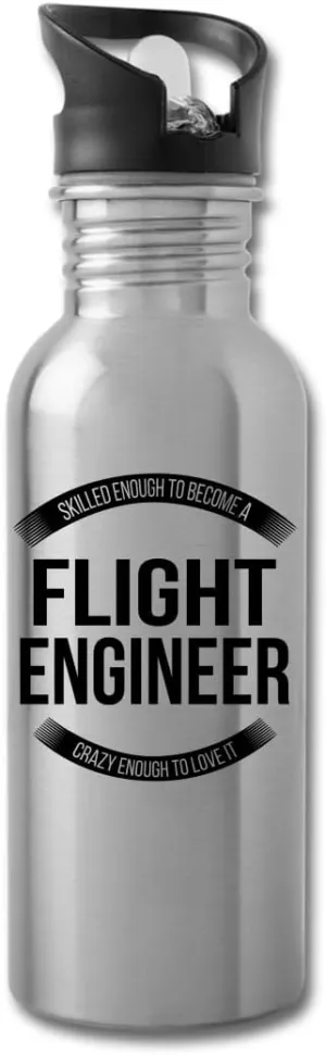 Funny Flight Engineer Gifts Water Bottle For Coworkers Employees Men Women 20 fl oz Bottle Silver