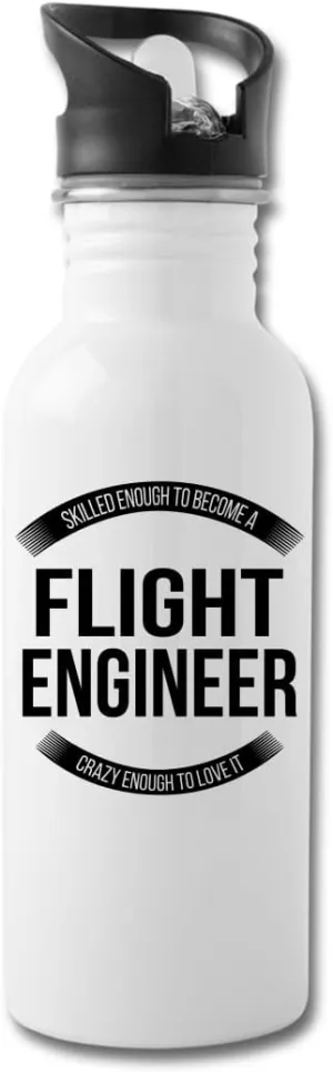 Funny Flight Engineer Gifts Water Bottle For Coworkers Employees Men Women 20 fl oz Bottle White