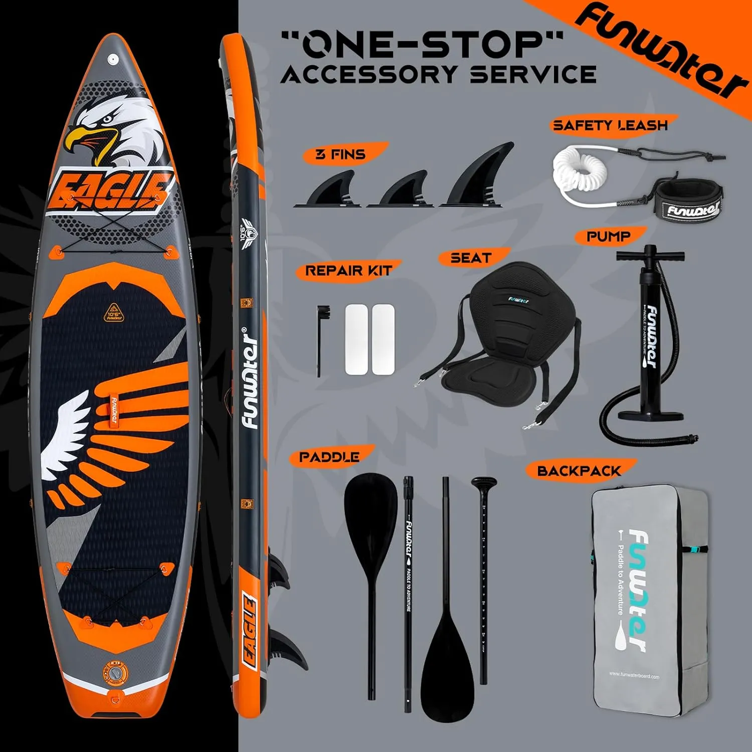 FunWater Inflatable Paddle Board 10'6" x 33" Stand Up Paddle Boards with Premium Accessories, SUP Paddle Board for Adults & Youth of All Skill Levels, Paddleboards with Kayak Seat