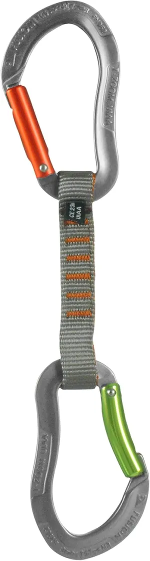 Fusion Climb 11cm Quickdraw with Techno Zoom Gate Carabineer, Orange/Green