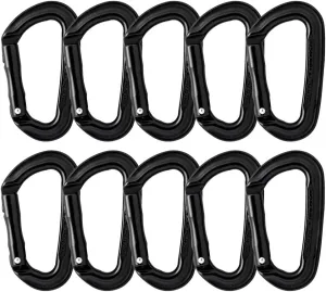 Fusion Climb Contigua II Military Color Edition Grooved Straight Gate Key Nose Carabineer (10 Pack), Black