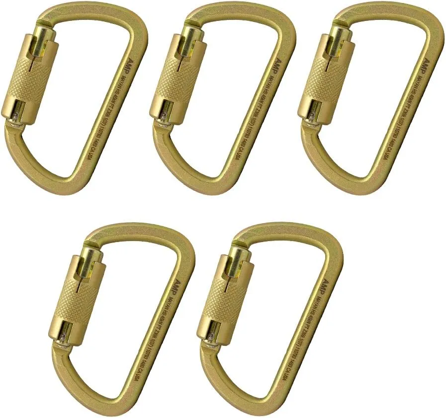 Fusion Climb Mayan Steel Auto Lock Key Nose High Strength Captive Eye Carabineer (5 Pack), Gold