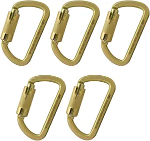 Fusion Climb Mayan Steel Auto Lock Key Nose High Strength Captive Eye Carabineer (5 Pack), Gold