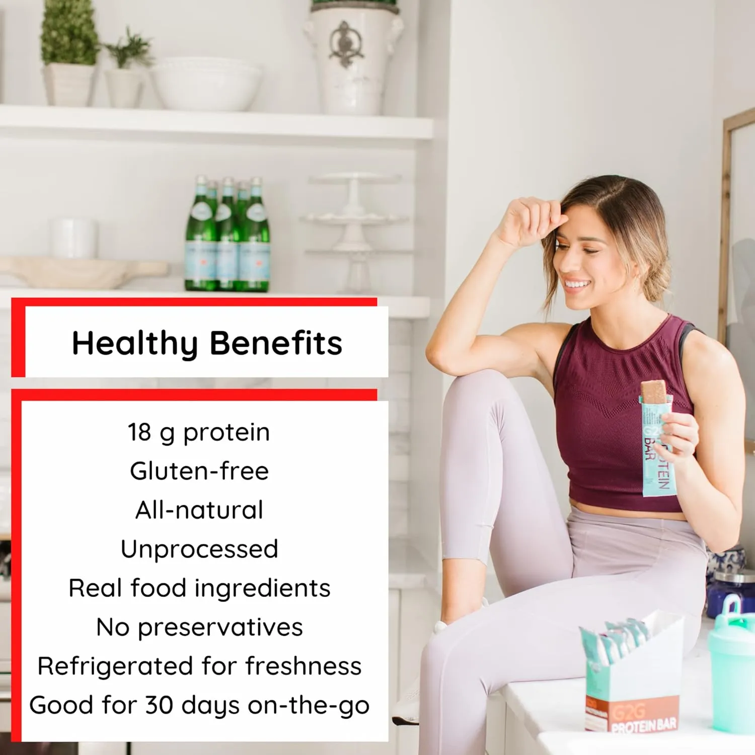 G2G Protein Bar, Peanut Butter Coconut Chocolate, Real Food, Refrigerated for Freshness, Whey Protein Isolate, Healthy Snack, Delicious Meal Replacement, Gluten-Free, 32 Count (4 Packs of 8)