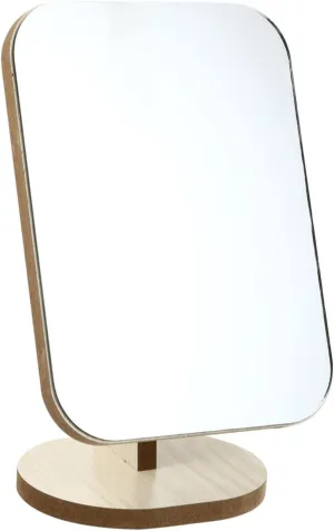 GALPADA 1Pc Wooden Tabletop Cosmetic Mirror Movable and Rotatable Makeup Mirror for Desktop Use Lightweight and Durable for Bedroom Bathroom Dressing Table and More