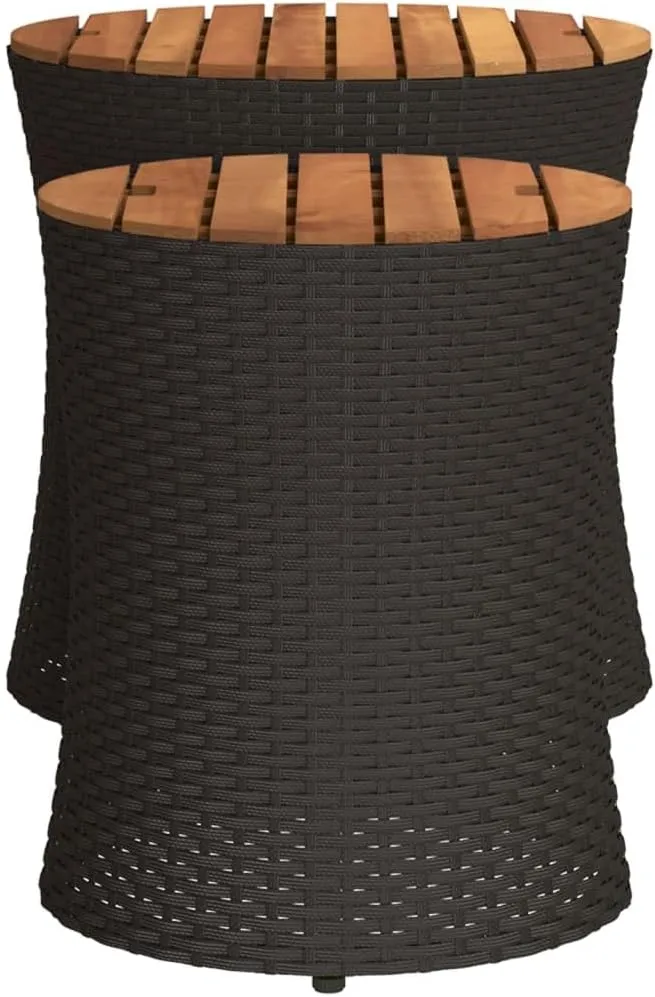 Garden Side Table Outdoor Furniture, Dining, Camping, Coffee, Kitchen, Portable Patio Table - Black and Brown