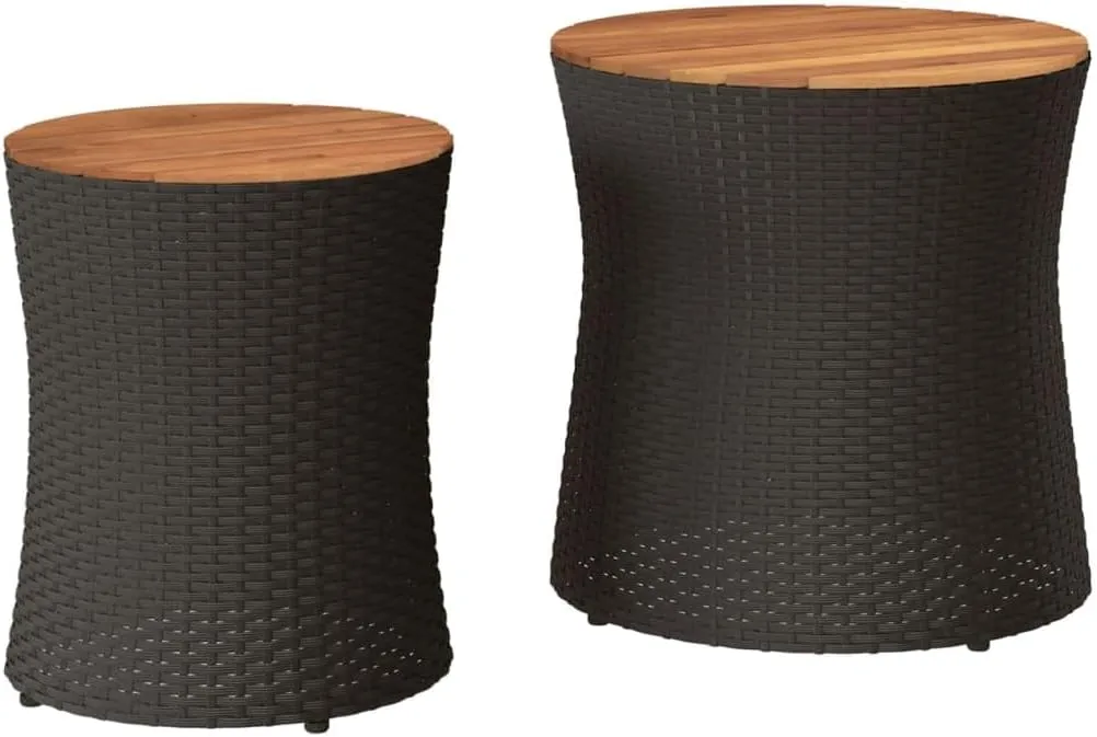 Garden Side Table Outdoor Furniture, Dining, Camping, Coffee, Kitchen, Portable Patio Table - Black and Brown