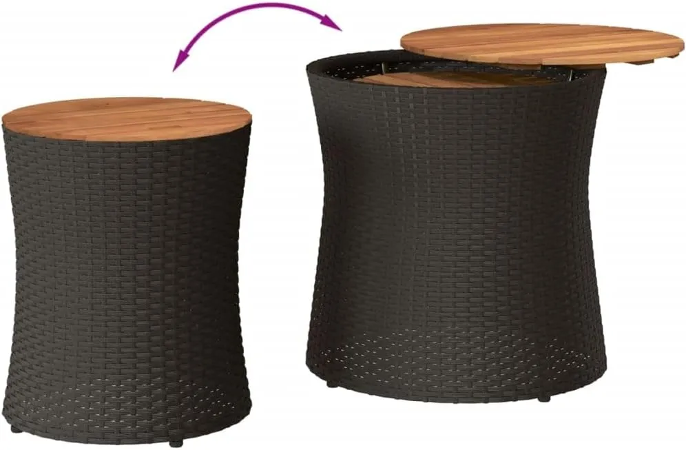 Garden Side Table Outdoor Furniture, Dining, Camping, Coffee, Kitchen, Portable Patio Table - Black and Brown