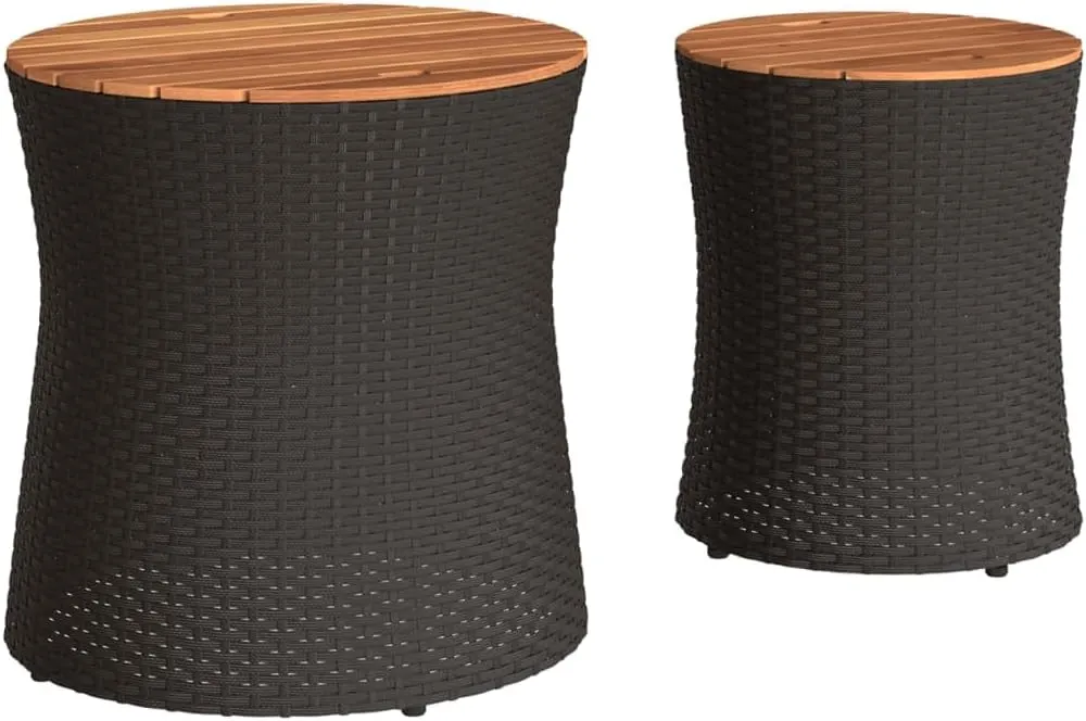 Garden Side Table Outdoor Furniture, Dining, Camping, Coffee, Kitchen, Portable Patio Table - Black and Brown