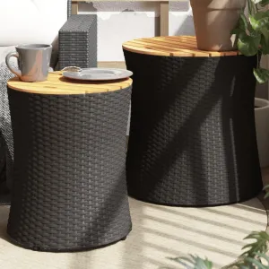 Garden Side Table Outdoor Furniture, Dining, Camping, Coffee, Kitchen, Portable Patio Table - Black and Brown