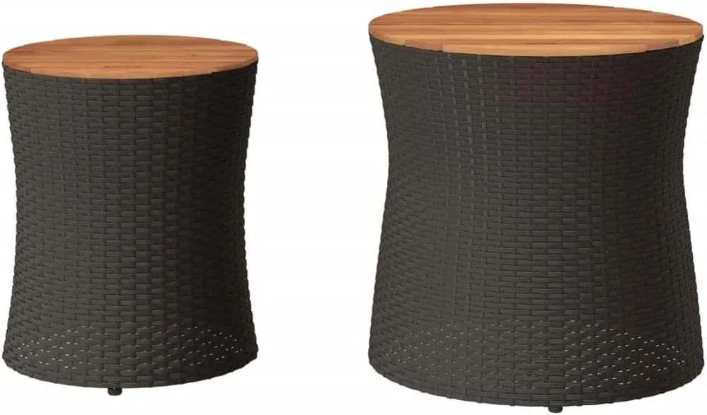 Garden Side Table Outdoor Furniture, Dining, Camping, Coffee, Kitchen, Portable Patio Table - Black and Brown