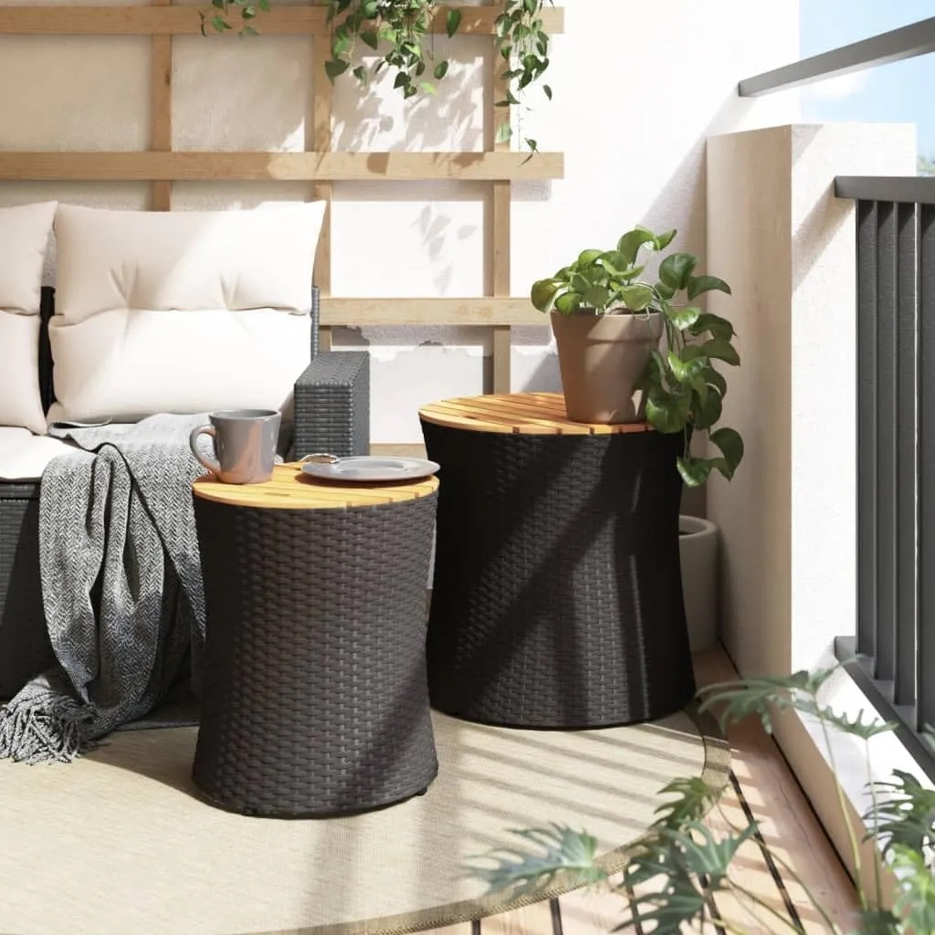 Garden Side Table Outdoor Furniture, Dining, Camping, Coffee, Kitchen, Portable Patio Table - Black and Brown