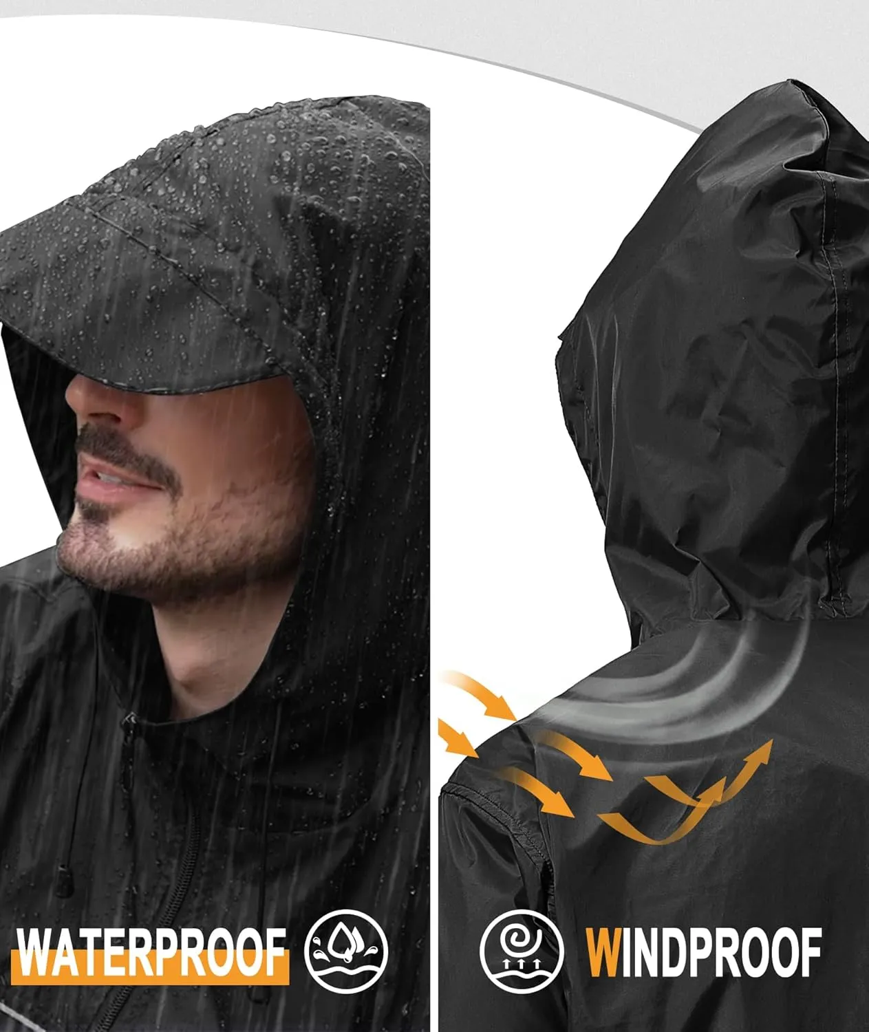 GEEK LIGHTING Mens Waterproof Hooded Rain Jacket Lightweight Raincoat for Outdoor Hiking Running Travel