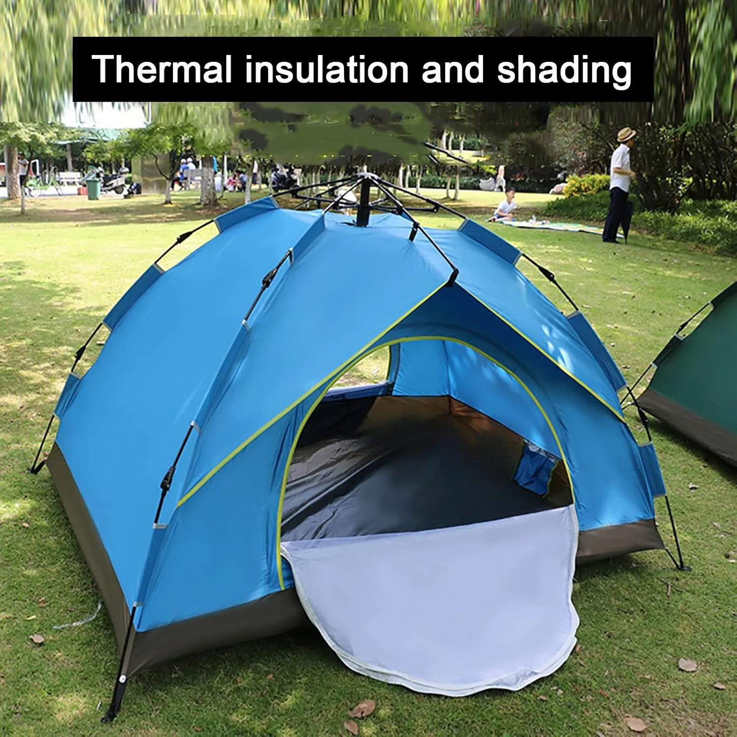 Generic 2/3/4 Person Instant Camping Tent with Carrying Bag,Easy Set Up Portable Dome Family Tent,Waterproof Lightweight Outdoor Tent for Backpacking, Hiking or Beach