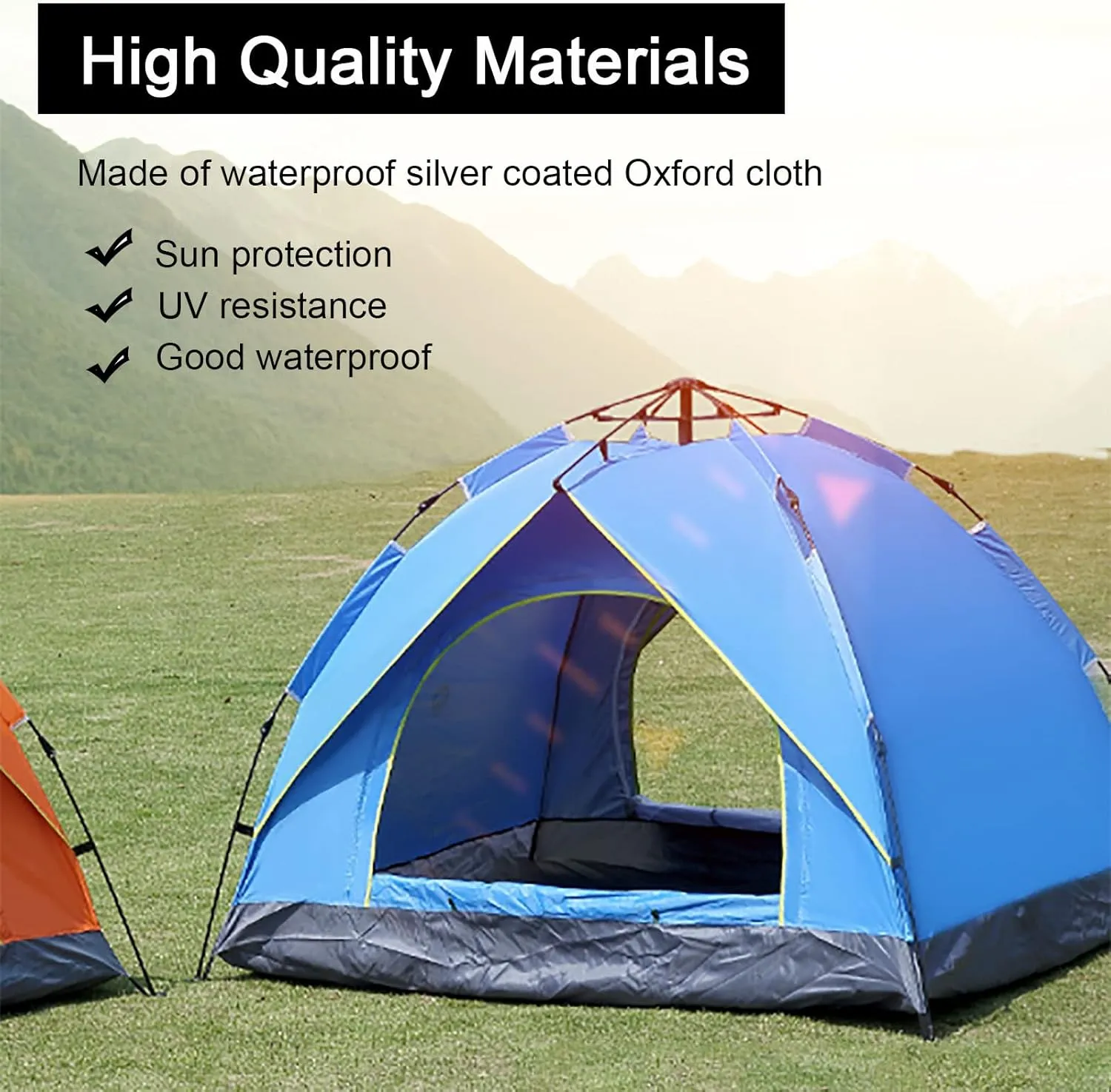 Generic 2/3/4 Person Instant Camping Tent with Carrying Bag,Easy Set Up Portable Dome Family Tent,Waterproof Lightweight Outdoor Tent for Backpacking, Hiking or Beach