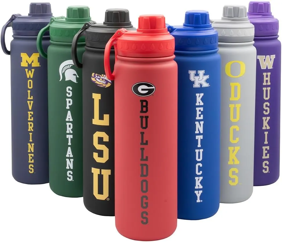 Georgia Water Bottle - Red Double Walled Stainless Steel 24 oz Keeps Drinks Cold or Hot