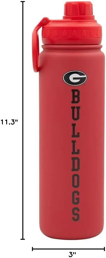 Georgia Water Bottle - Red Double Walled Stainless Steel 24 oz Keeps Drinks Cold or Hot