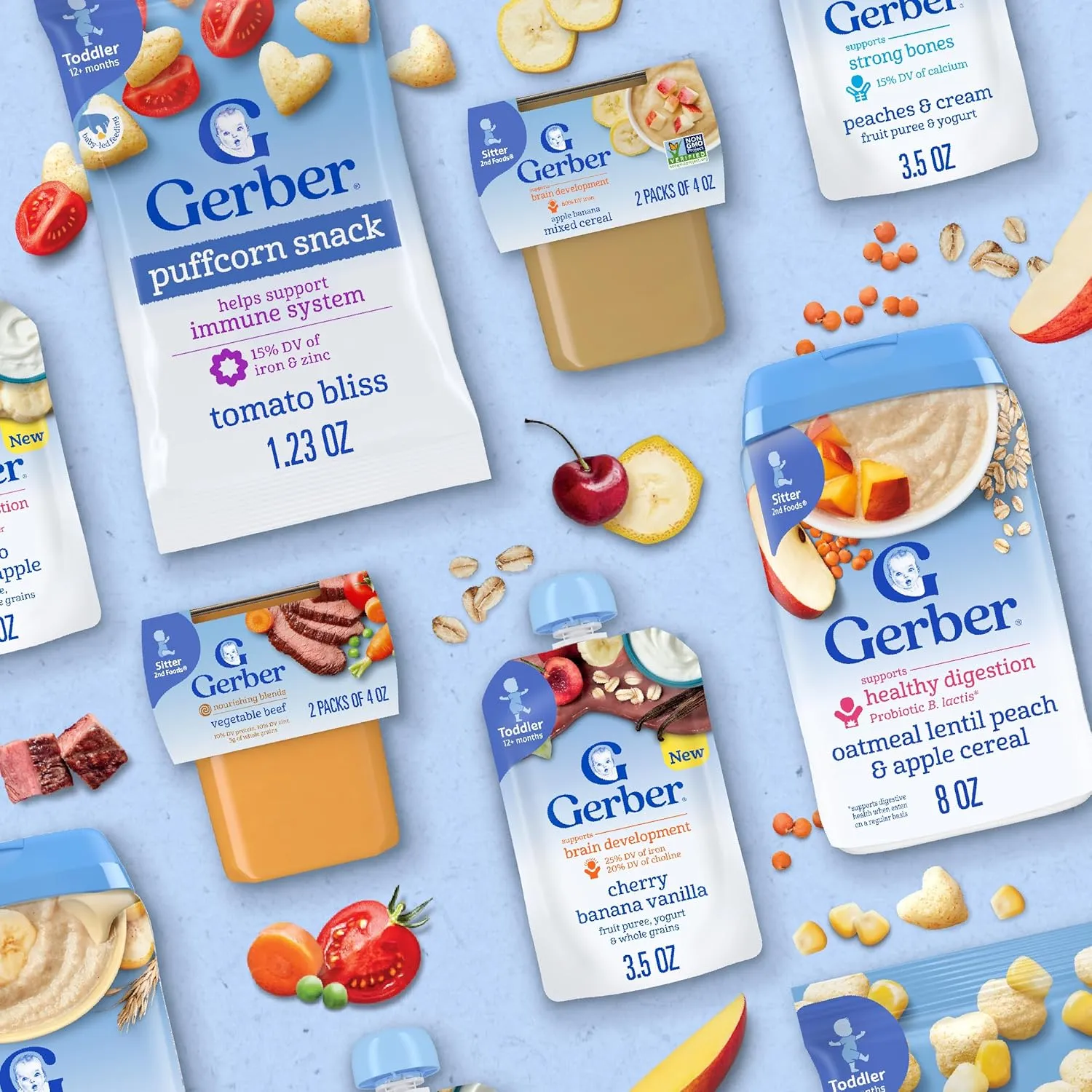 Gerber Baby Food 2nd Foods, Dinner, Chicken & Rice Puree, 4 Ounce Tubs, 2 Count (Pack of 8)