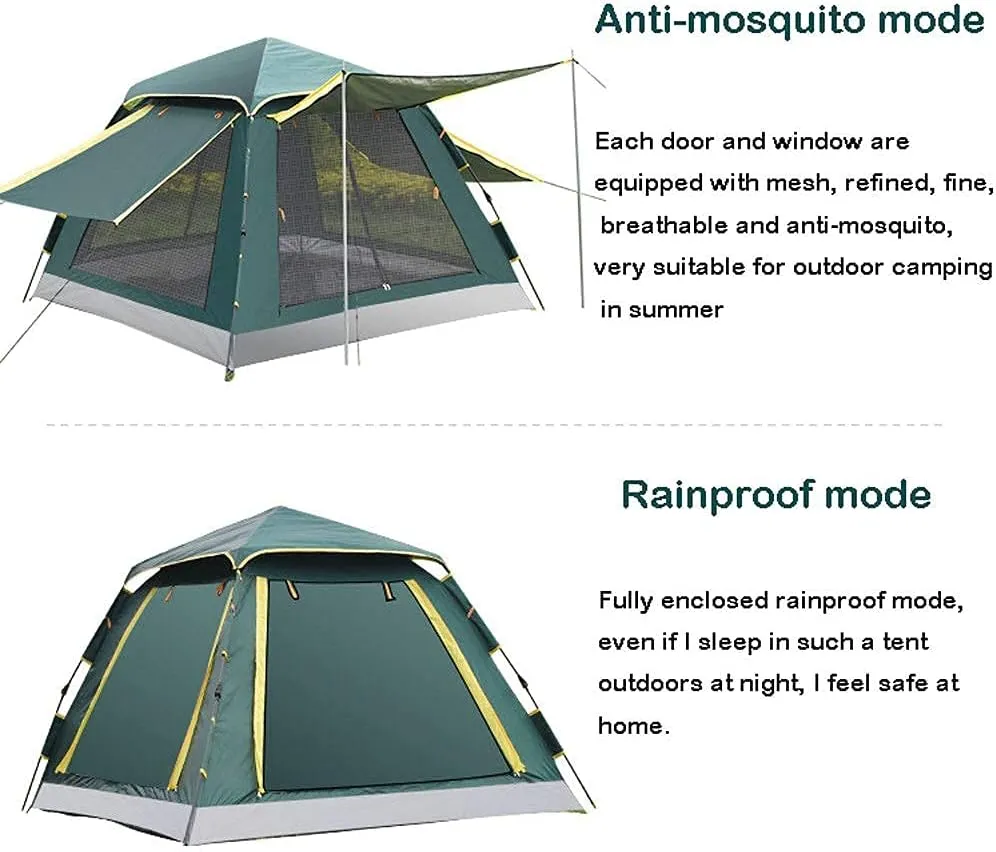 GeRRiT 3-4 Person Pop Up Tent Automatic Instant Camping Tent Quick Opening Waterproof Outdoor Tent 4 Season Travel Tent with Carry Bag for Hiking, Traveling or Beach