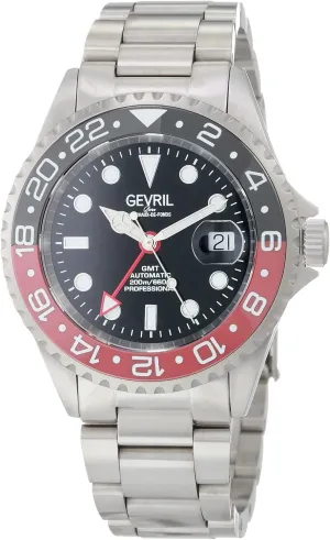 Gevril Men's Wall Street GMT Stainless Steel Watch, 316L Stainless Steel Bracelet