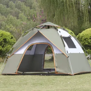 GIZNXBA Pop Up Camping Tent 3-4 Person Automatic Tents for Camping Instant Tent with 2 Doors and 2 Windows, Waterproof Windproof for Camping Hiking Mountaineering (Color : /Green, Size : 3-4 Person)
