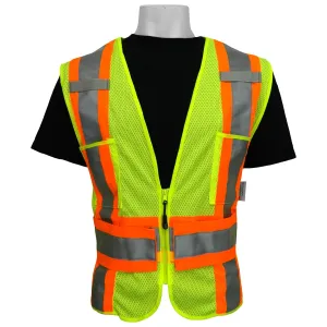 Global Glove GLO-002ADJ FrogWear Class 2 Side Adjustment Safety Vest with 3M Scotchlite Reflective, Fits 2X-Large to 4X-Large, Lime (Case of 50)