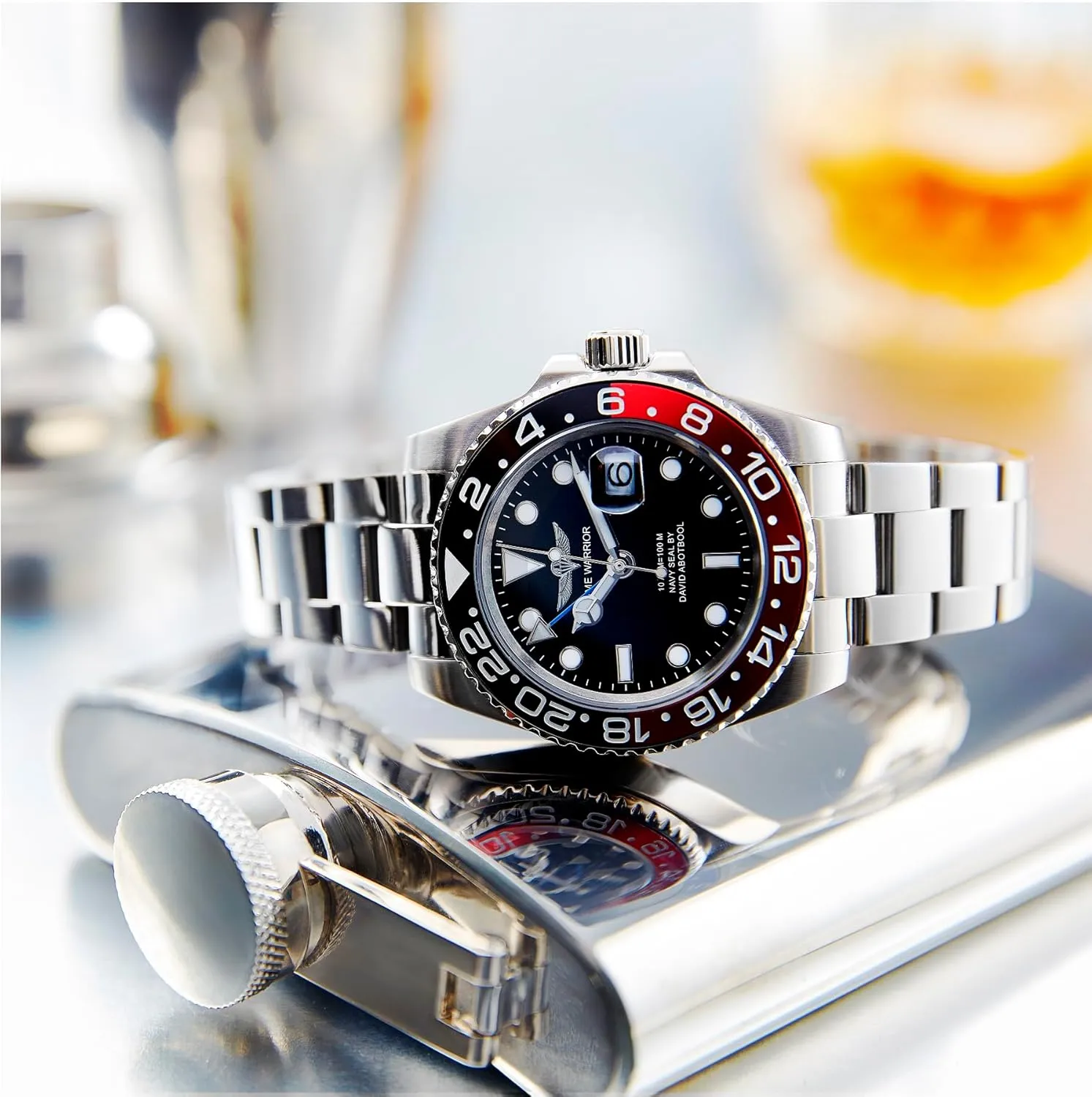 GMT Master Automatic Watches for Men, Stainless Steel Watch, Water Resistant Watches, Ceramic Rotating Bezel, Luminous, Sapphire Glass