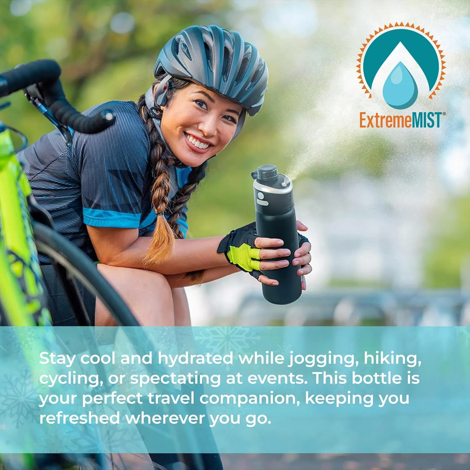 GoMist Misting & Drinking Bottle | Rechargeable Mist & Sip Water Bottle | Quick Charge USB-C Port | 2-Speed Mist Function | Stainless-Steel Double Wall Insulation, 40 oz (Desert Flower)