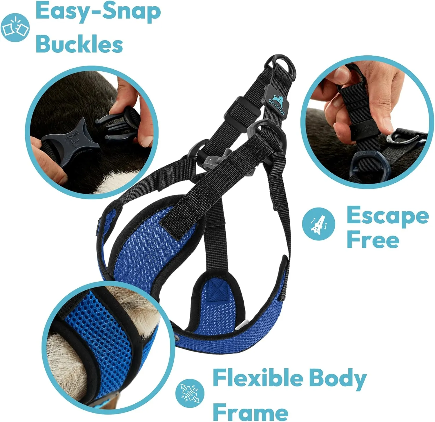 Gooby Comfort X Step in Lite Dog Harness - Choke Free, Escape Free with Light Breathable Mesh - Step in Dog Harness for Small and Medium Dogs - Quick Release Buckle, Metal D-Rings - Black, X-Large