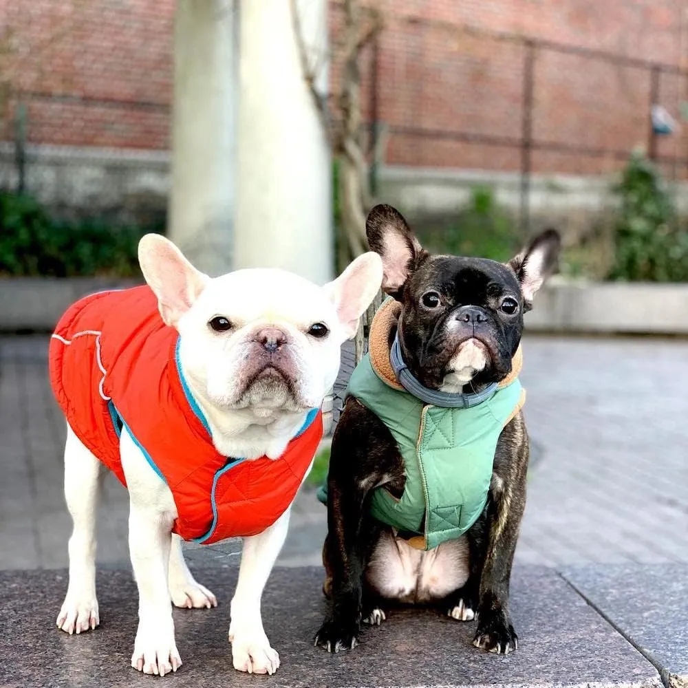 Gooby - Sports Vest, Fleece Lined Small Dog Cold Weather Jacket Coat Sweater with Reflective Lining, Orange, Large