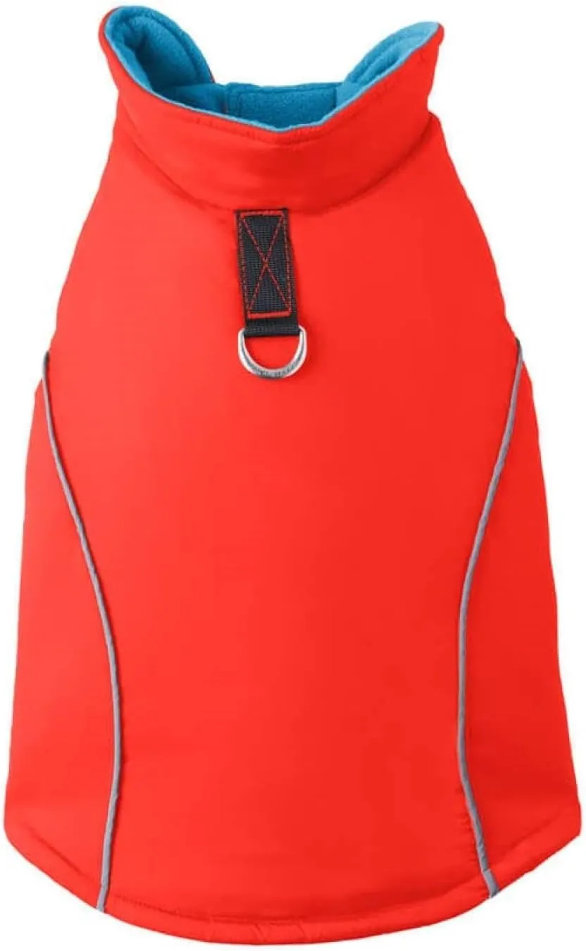 Gooby - Sports Vest, Fleece Lined Small Dog Cold Weather Jacket Coat Sweater with Reflective Lining, Orange, Large