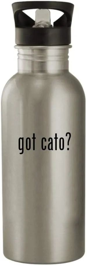 got cato? - 20oz Stainless Steel Water Bottle, Silver