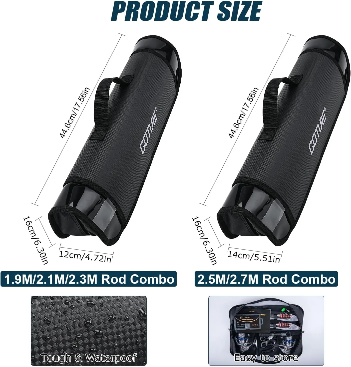 Goture Fishing Rod and Reel Combos-2PCS Telescopic Fishing Pole 2PCS Pre-Loaded Spinning Reels with Carrier Bag,Telescopic Rod Reel Lures Kit for Starter Saltwater Freshwater Travel,Gifts for Men