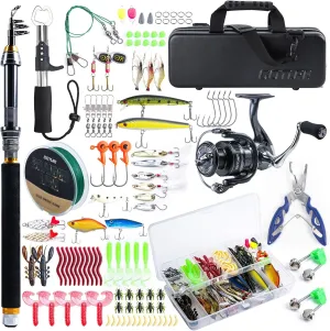 Goture Fishing Rod and Reel Combos-Telescopic Fishing Pole Spinning Reel Lures Set with PC Hard Shell Suitcase, Telescopic Rod Reel Combo Kit for Starter Travel Saltwater, Gifts for Men