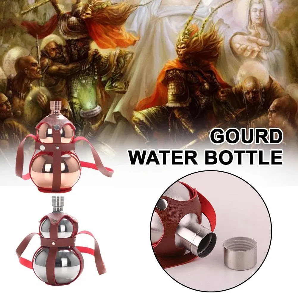 Gourd Water Bottle,1000ml Stainless Steel Gourd Sports Water Bottle Travel Water Bottle,Reusable Water Flask, Screw Top Leak Proof Sport Flask Jug,Eye-catching Gourd Style Water Bottle (Gold)