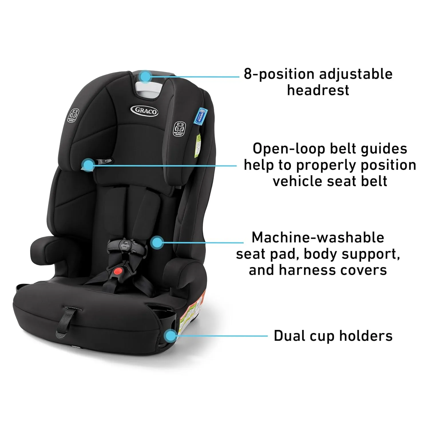 Graco Tranzitions 3-in-1 Harness Booster Car Seat, Forward Facing Car Seat, Highback, to Backless Booster, Proof