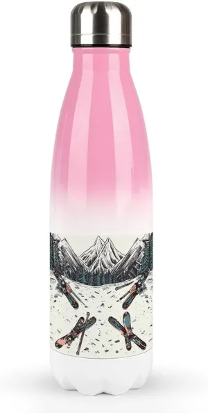 Gradient Stainless Steel Bottle, Skiing with Gear Set Print Sports Bottle Perfect for Travel, Beach, Sports, And Everyday Hydration