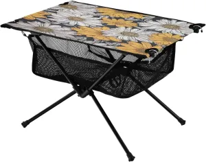 Graffiti White and Yellow Daisies Portable Camping Table,Outdoor Folding Table,Beach Table,Suitable for Camping,Hiking,Picnic