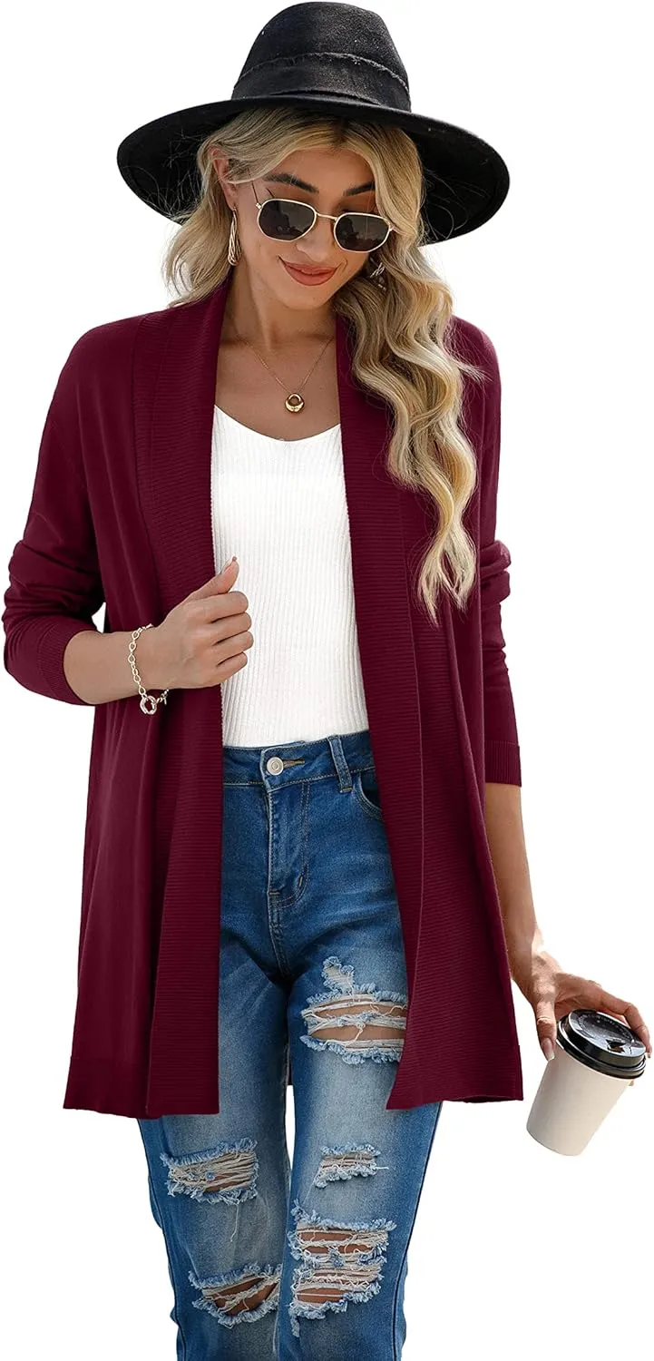 GRECERELLE Women's Long Sleeve Open Front Lightweight Casual Business Dressy Cardigan Sweater Fall Winter