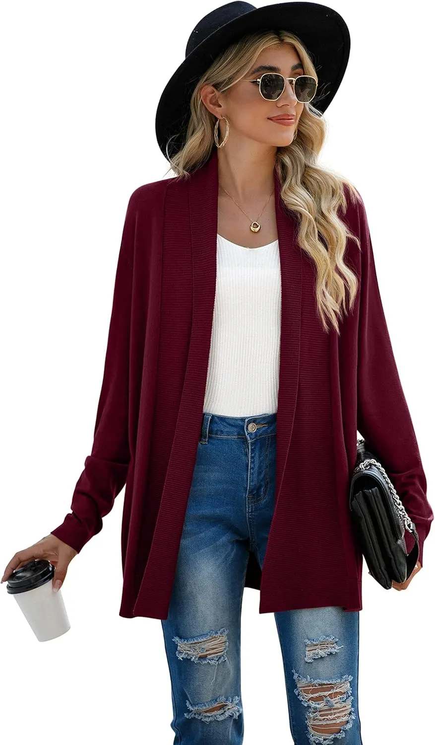 GRECERELLE Women's Long Sleeve Open Front Lightweight Casual Business Dressy Cardigan Sweater Fall Winter