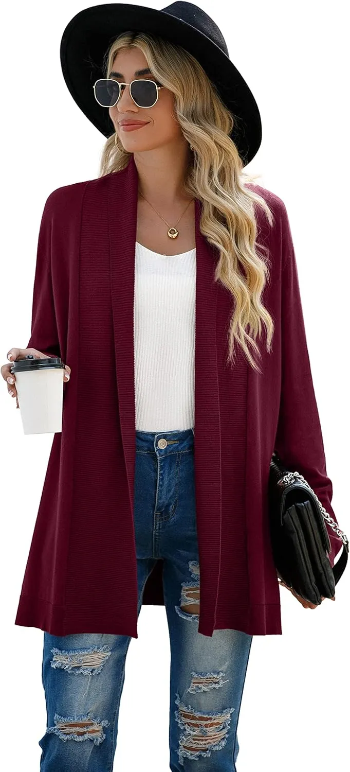 GRECERELLE Women's Long Sleeve Open Front Lightweight Casual Business Dressy Cardigan Sweater Fall Winter