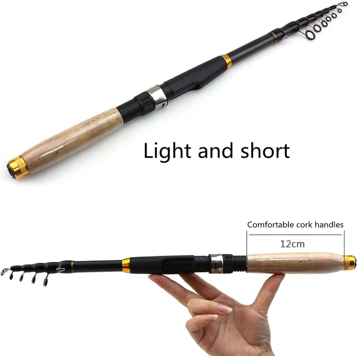GRFIT Fishing Rod Carbon Fiber Fishing Rod, Super Short Pocket Portable Telescopic Fishing Rod, 1.8m/2.1m/2.4m/2.7m/3.6m Portable Fishing Rod