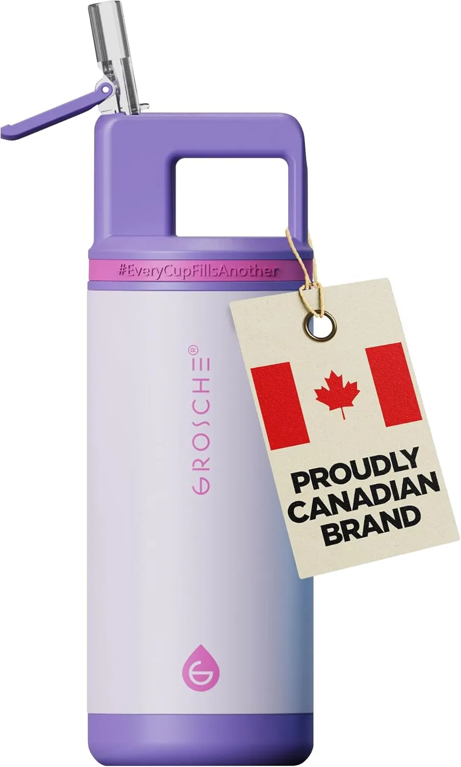 GROSCHE Alpine Flip n' Sip 16oz Insulated Kids Water Bottle - Stainless Steel, Leakproof Flask with Straw - Perfect for Gym, Travel & Outdoor Use - Keeps Water Cold upto 60 hrs - Cosmic Purple