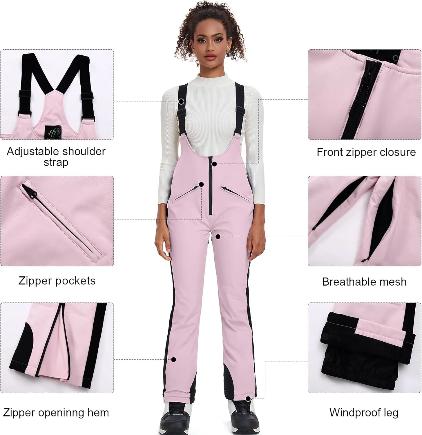 GS SNOWING Women's Snow Bibs Pants Insulated Waterproof Windproof Winter Ski Pants Snowboarding Overalls