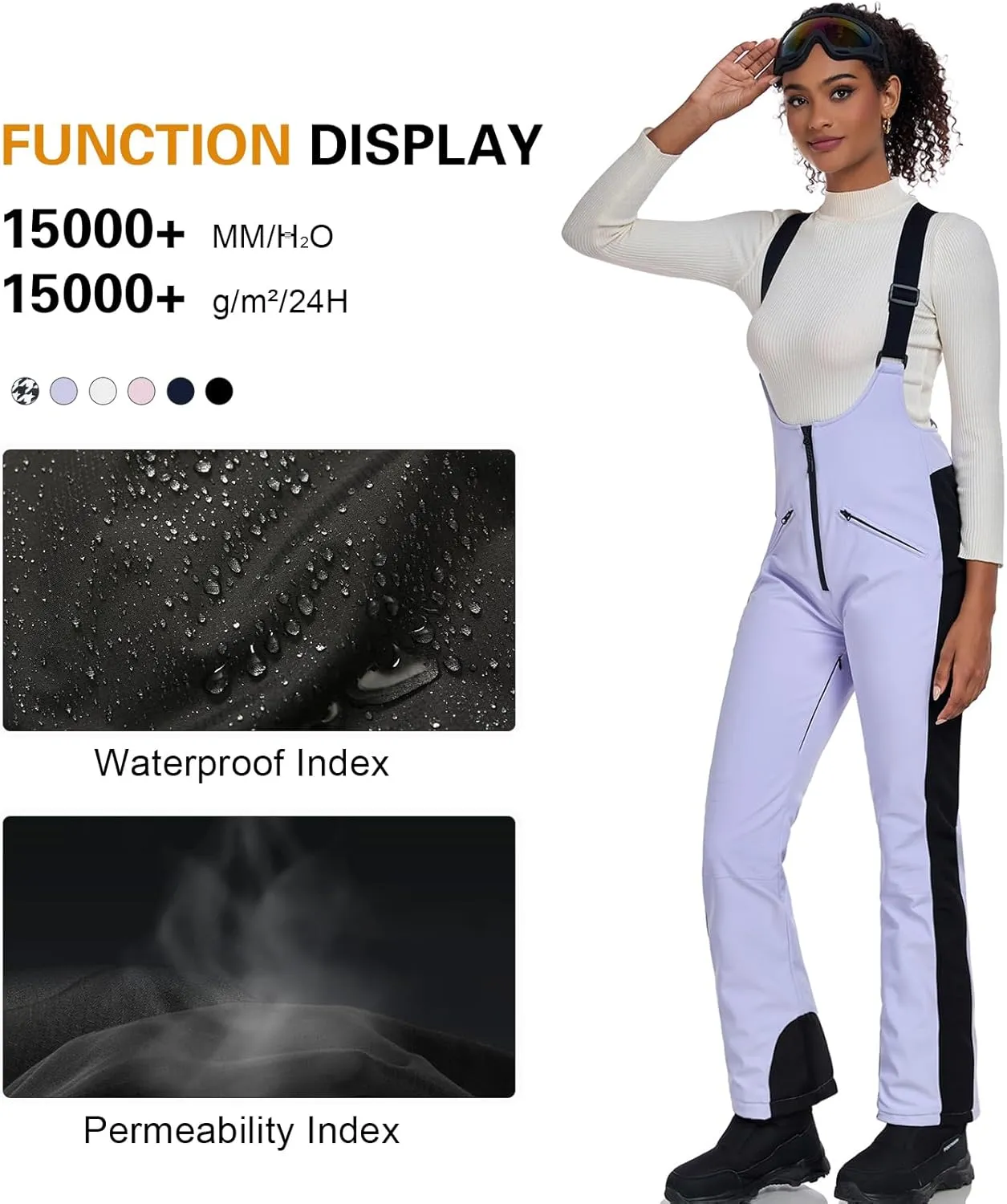GS SNOWING Women's Snow Bibs Pants Insulated Waterproof Windproof Winter Ski Pants Snowboarding Overalls