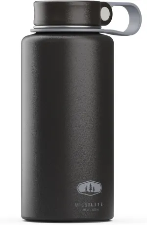 GSI Outdoors Microlite 1000 Twist - Vacuum Insulated Stainless Steel Water Bottle, Double Wall Thermal Flask, Black, 32 Ounces