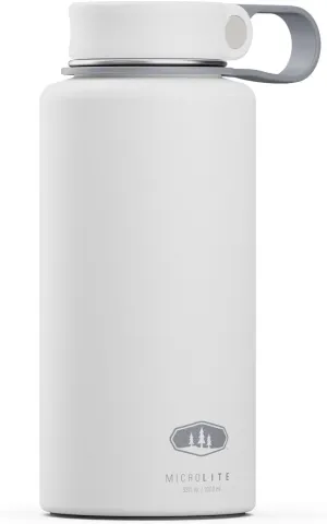 GSI Outdoors Microlite 1000 Twist - Vacuum Insulated Stainless Steel Water Bottle, Double Wall Thermal Flask, White, 32 Ounces